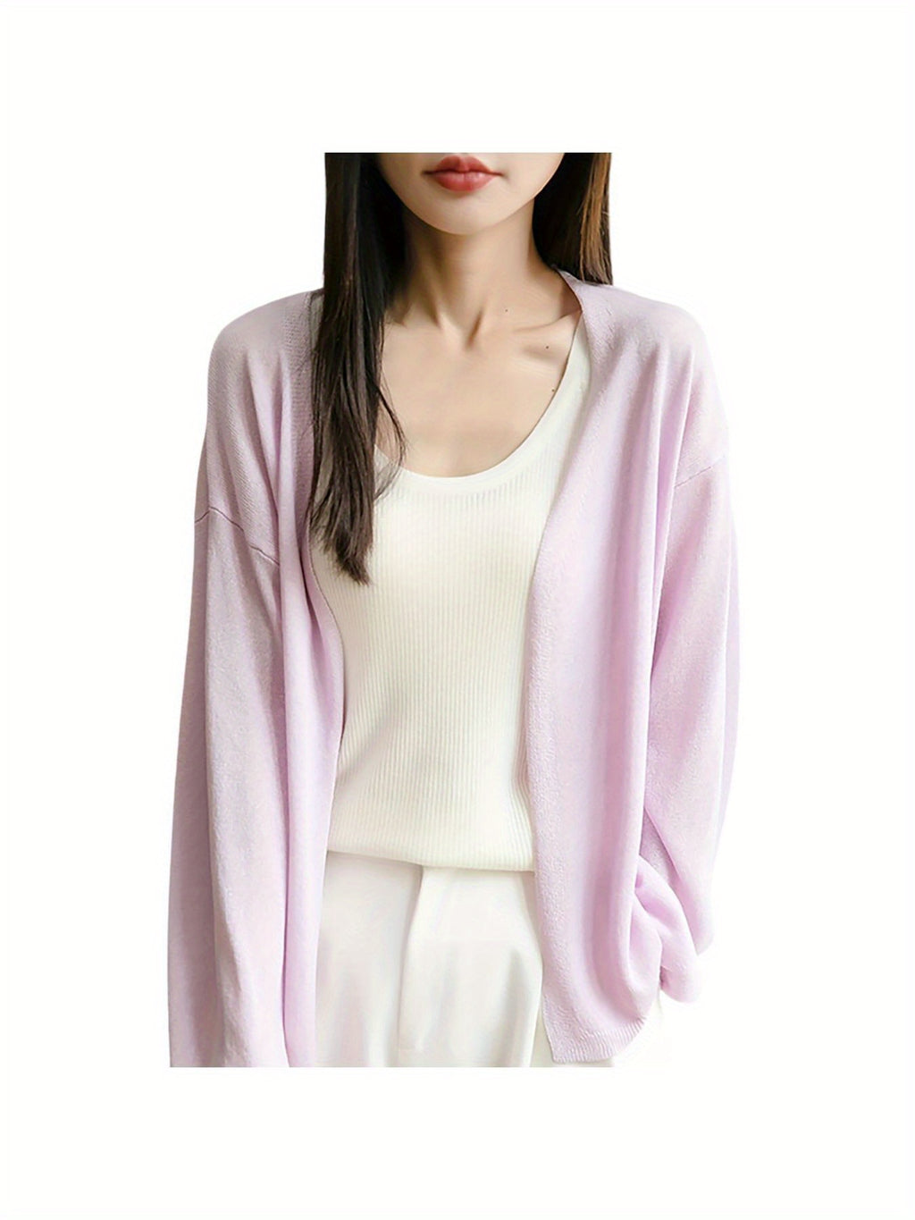 Lightweight Oversized Cardigan - Soft Grey Sweater Jacket with Collar, Long Sleeve Winter Coat for Layering, Machine Washable Loose Fit Outerwear (No Buttons\u002FLaces) - Casual to Professional Fall Winter Wear