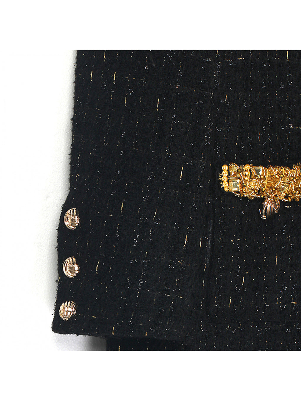 Women'S Elegant French-Inspired Beaded-Embellished Coat - Long Sleeve, Button-Up Front, Mid-Length, Solid Color, Perfect for Fall\u002FWinter, Casual to Formal Wear, Casual Winter Wear | Frenchinspired Coat | Coat