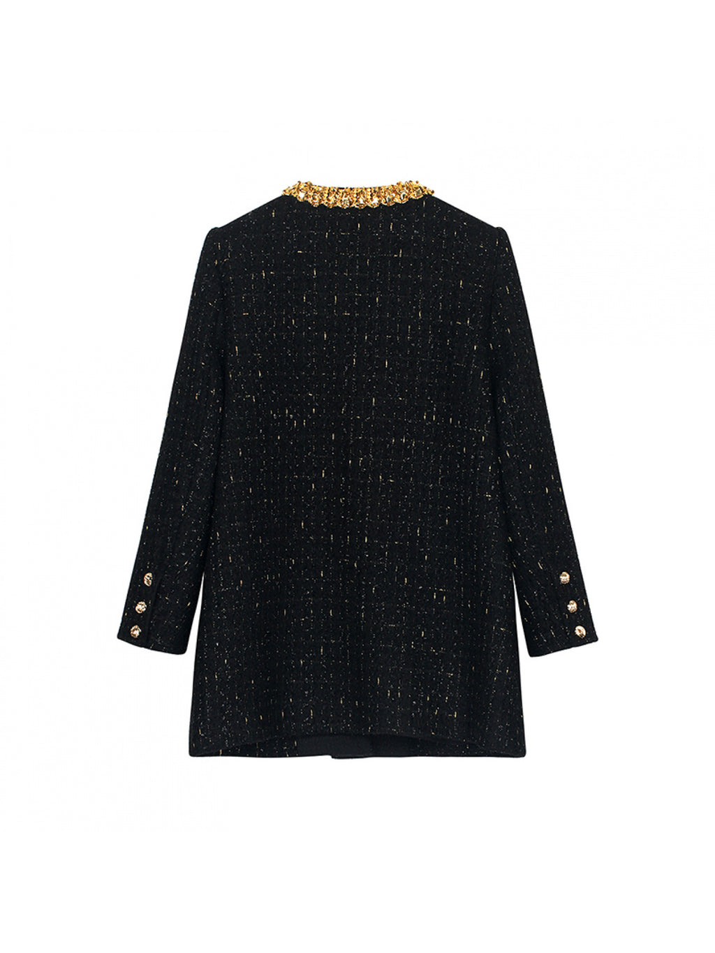 Women'S Elegant French-Inspired Beaded-Embellished Coat - Long Sleeve, Button-Up Front, Mid-Length, Solid Color, Perfect for Fall\u002FWinter, Casual to Formal Wear, Casual Winter Wear | Frenchinspired Coat | Coat