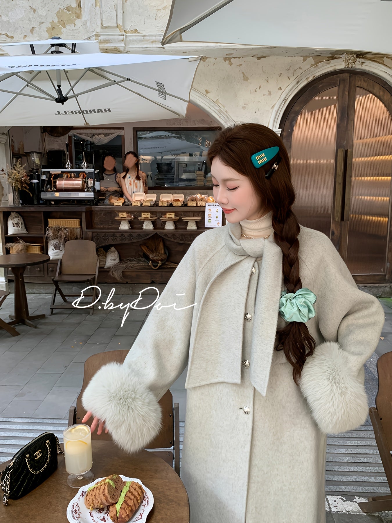 Women's Elegant Tweed Coat with Collar & Cuff - Winter-Ready Mid-Length Jacket, Structured Houndstooth-Like Pattern (No Chest Padding), Hand Wash\u002FDry Clean - Grey\u002FBrown British-Inspired Outerwear for & Formal Events