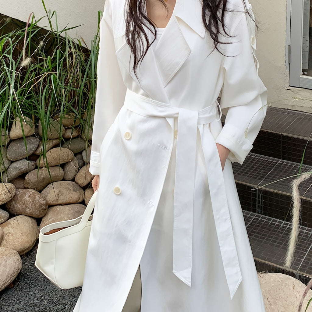 Chic Windbreaker Chic Women's Rayon Windbreaker Coat | Loose Fit, Long Sleeve, Belted, Casual & Commuter Style, Lightweight Polyester Lining, Perfect for Spring & Fall