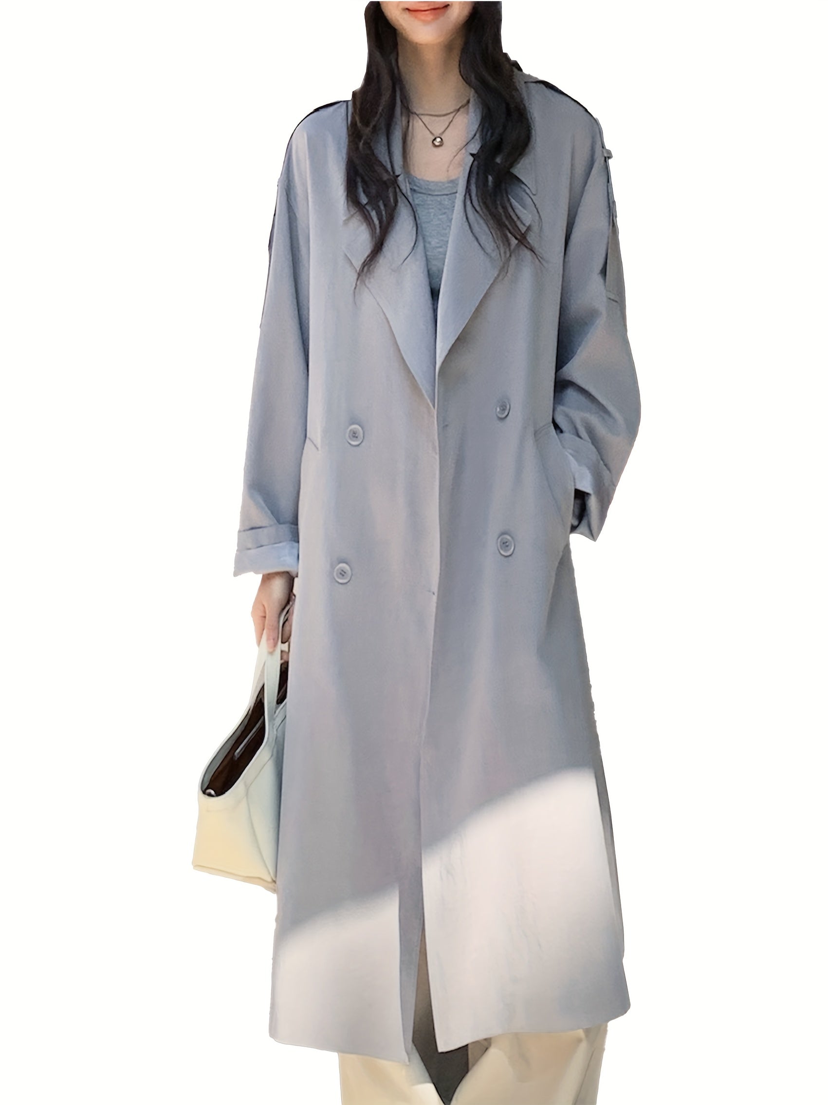 Chic Windbreaker Chic Women's Rayon Windbreaker Coat | Loose Fit, Long Sleeve, Belted, Casual & Commuter Style, Lightweight Polyester Lining, Perfect for Spring & Fall