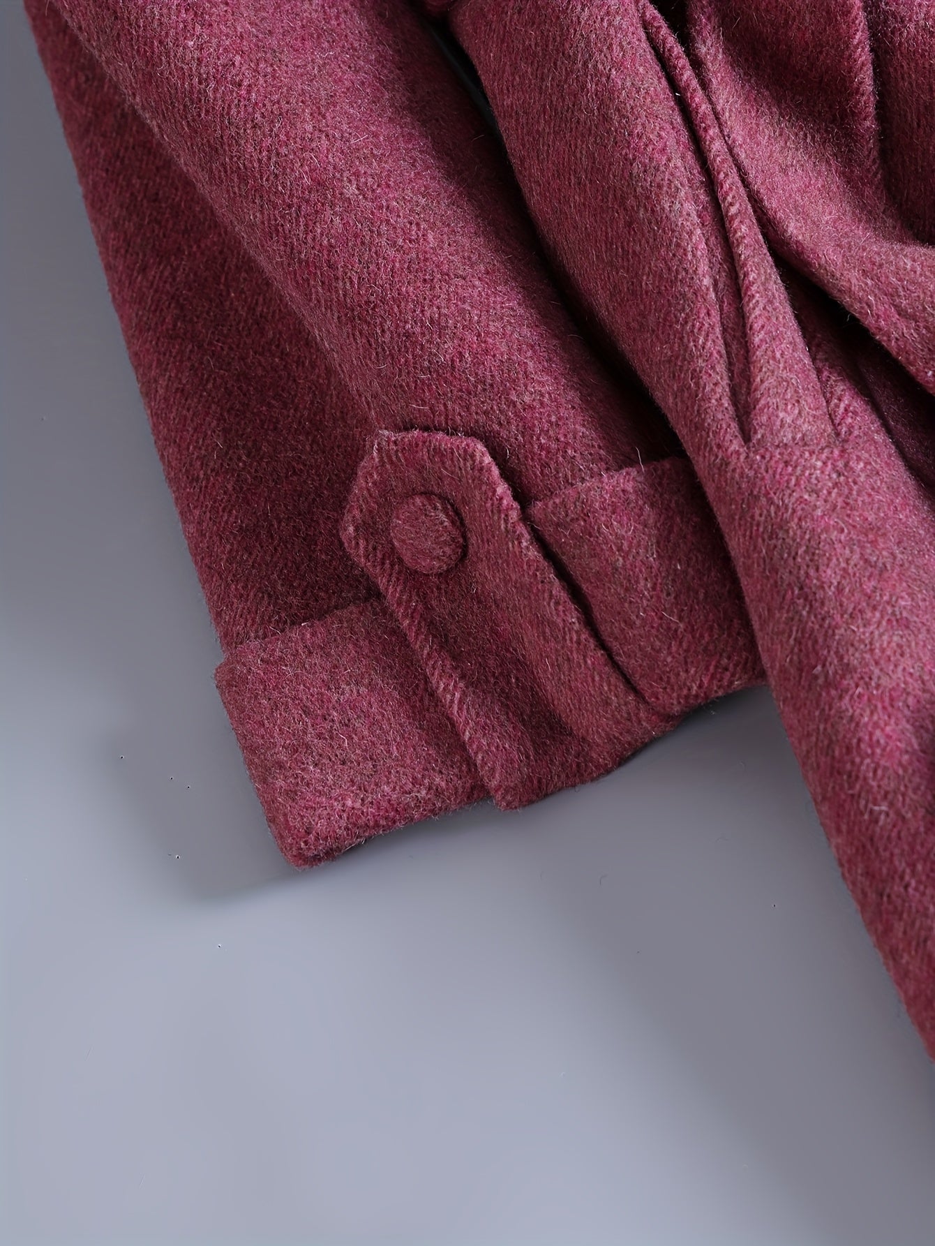Fashionable Eye-Catching Rose Pink Luxury Wool Wrap Coat with Large Asymmetrical Collar and Tie for Women, Long Autumn\u002FWinter Outerwear for Daily Commute