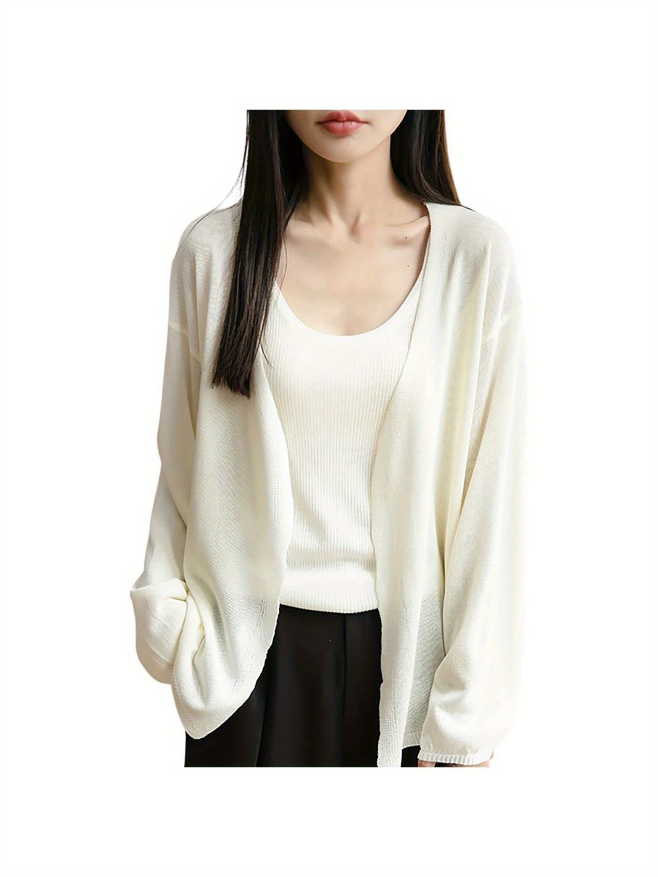 Lightweight Oversized Cardigan - Soft Grey Sweater Jacket with Collar, Long Sleeve Winter Coat for Layering, Machine Washable Loose Fit Outerwear (No Buttons\u002FLaces) - Casual to Professional Fall Winter Wear