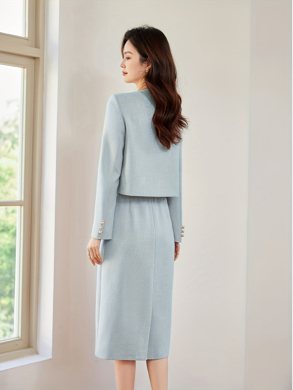 French elegant small fragrance commuting set for women in spring and autumn commuting fashion, versatile Korean A-line skirt two-piece set for women