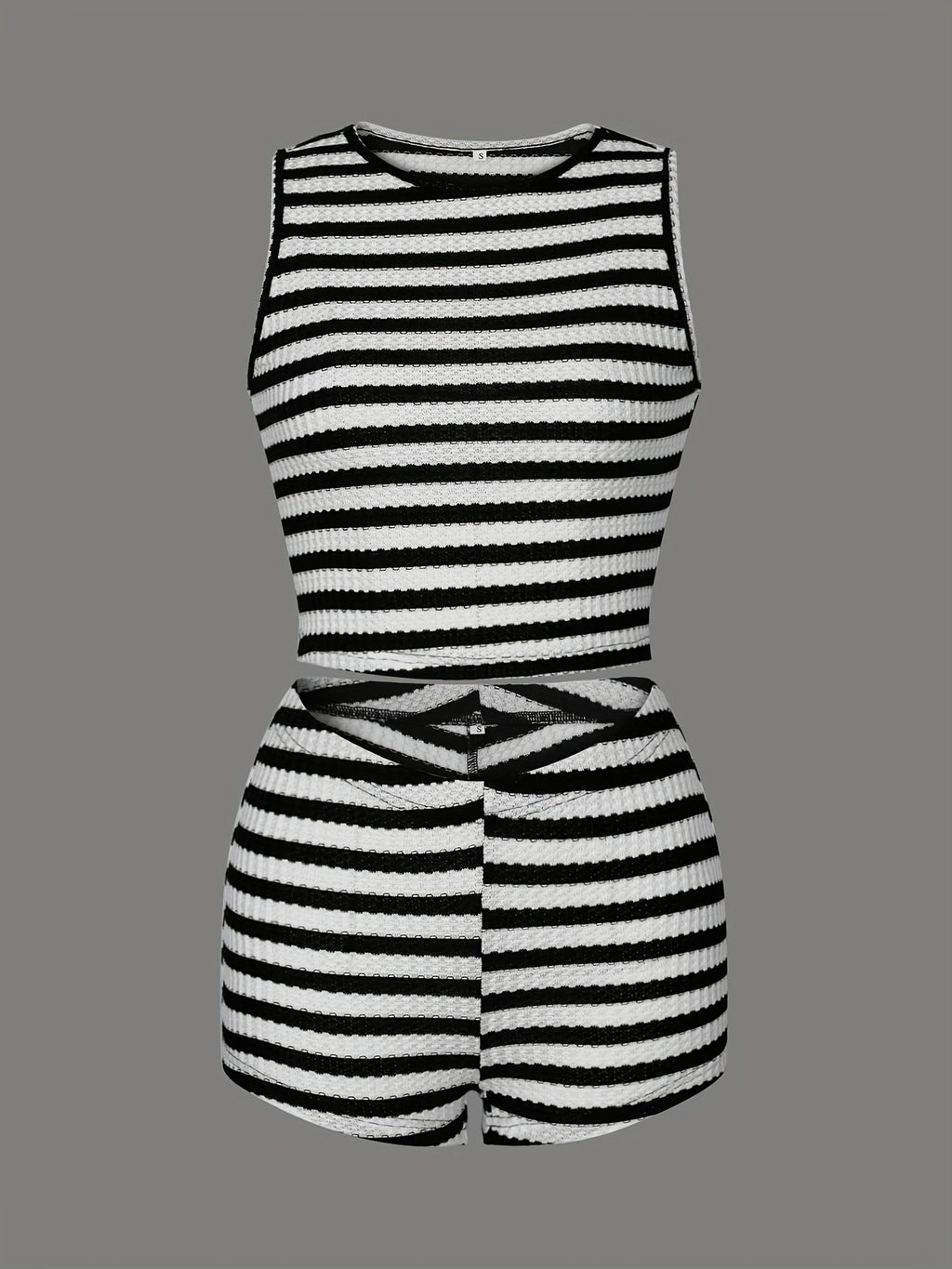 Cross-border Summer New Women'S Color Block Striped Suit Sleeveless Top + Shorts Casual Two-Piece Set