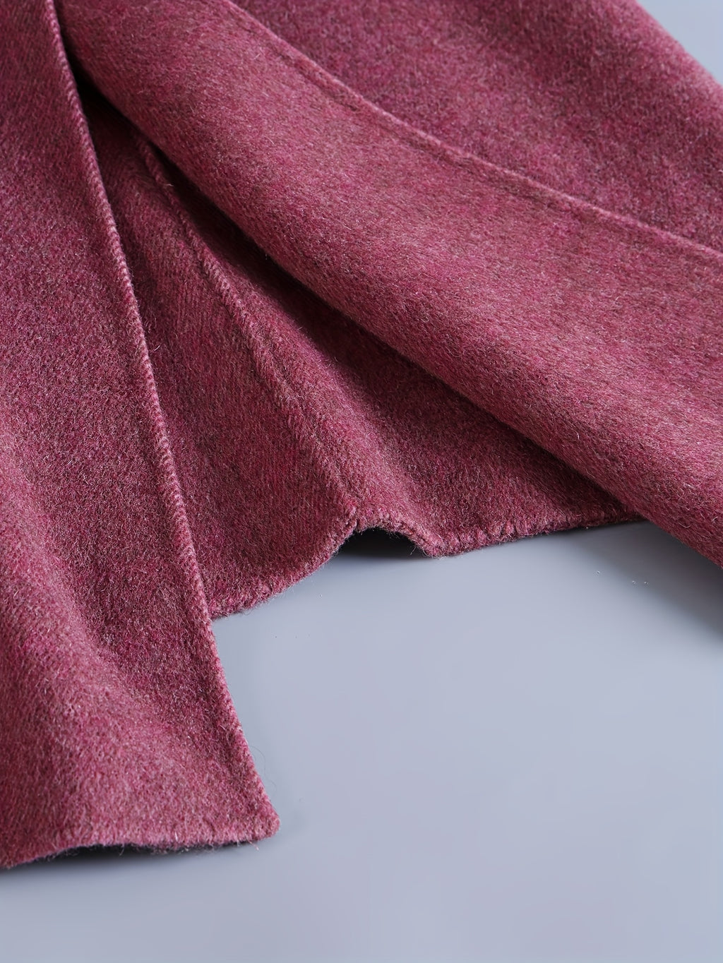 Fashionable Eye-Catching Rose Pink Luxury Wool Wrap Coat with Large Asymmetrical Collar and Tie for Women, Long Autumn\u002FWinter Outerwear for Daily Commute