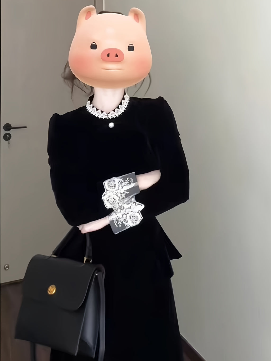 New Autumn And Winter French Temperament Suits for Women, Slim And Flesh-Covering, Slim-Fitting Lace Splicing Tops And Skirts, Two-Piece Suits