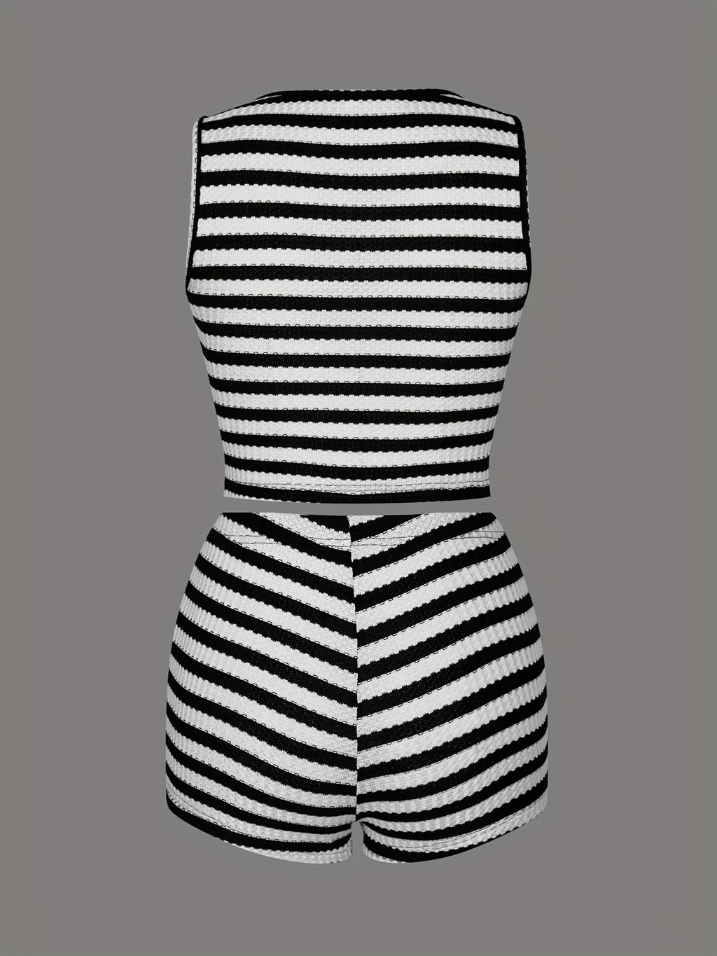 Cross-border Summer New Women'S Color Block Striped Suit Sleeveless Top + Shorts Casual Two-Piece Set