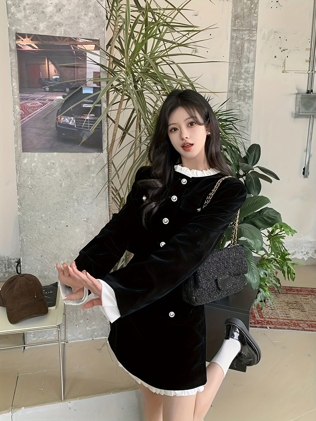 Elegant Style Suit, French Top, Hepburn Style Small Dress, Slim Fit Two-Piece Skirt, Autumn Outfit, a Complete Set