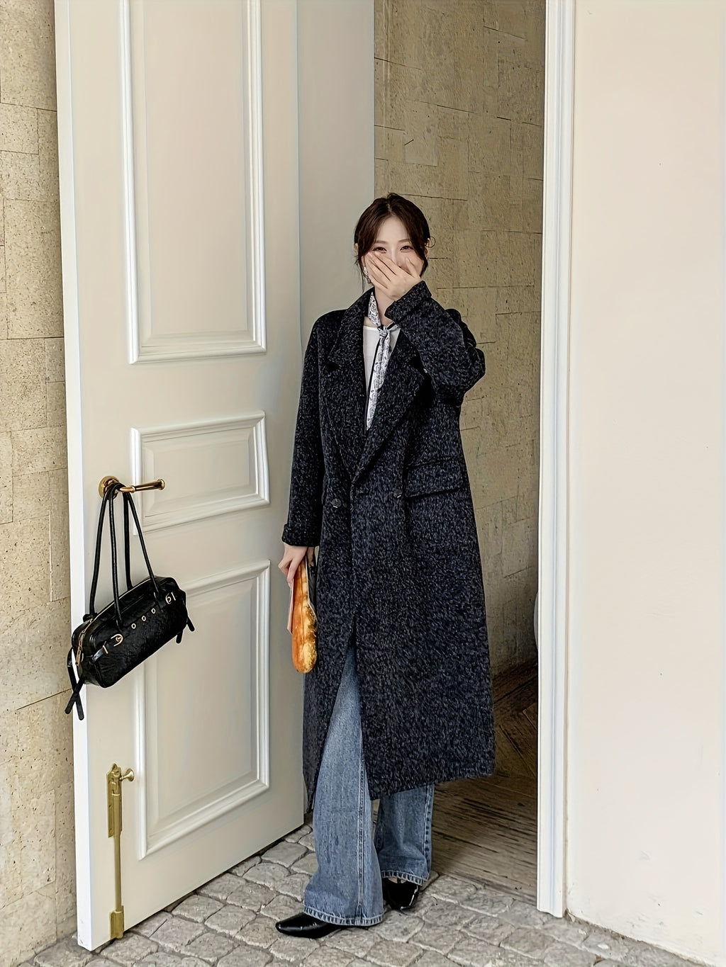 Women'S Elegant Coat - Chic Office to Party Outerwear, Structured Fit Long Jacket for Fall\u002FWinter, Non-Transparent Fabric (No Lining) - Professional & Casual Attire, Formal & Everyday Outfits - Women'S Winter Coat in \u002F