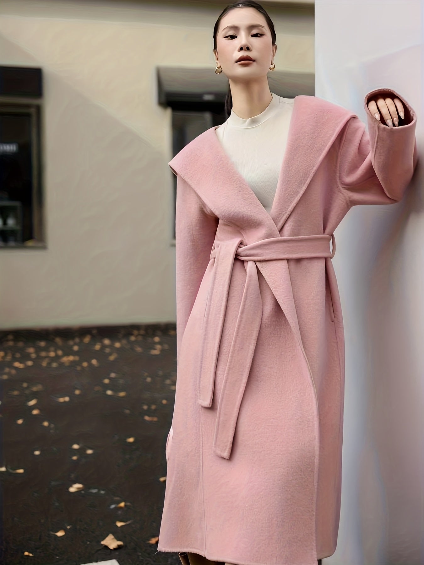 Autumn\Winter New Women's Coat, High-End Solid Color Double-Breasted Wool Overcoat with Hat, Versatile Commuter Fashion