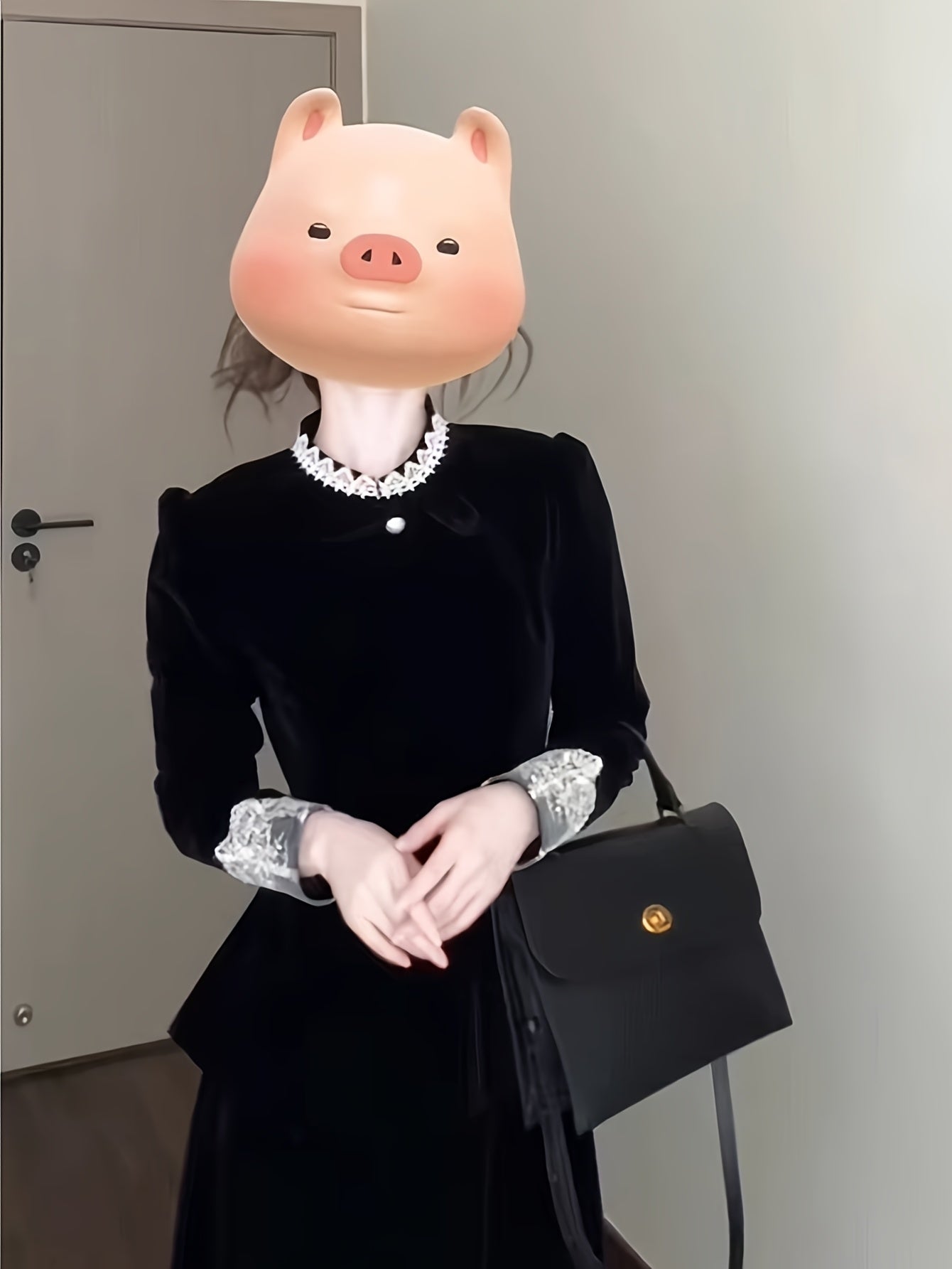 New Autumn And Winter French Temperament Suits for Women, Slim And Flesh-Covering, Slim-Fitting Lace Splicing Tops And Skirts, Two-Piece Suits