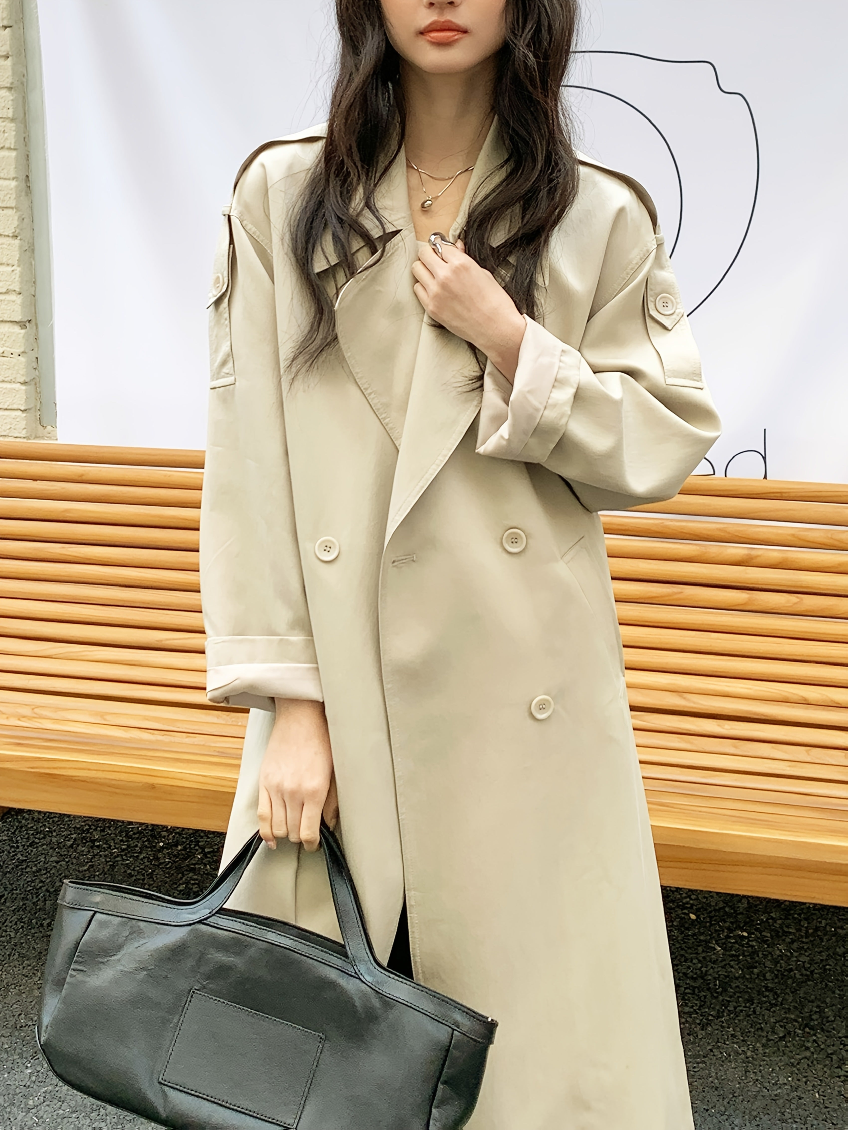 Chic Windbreaker Chic Women's Rayon Windbreaker Coat | Loose Fit, Long Sleeve, Belted, Casual & Commuter Style, Lightweight Polyester Lining, Perfect for Spring & Fall