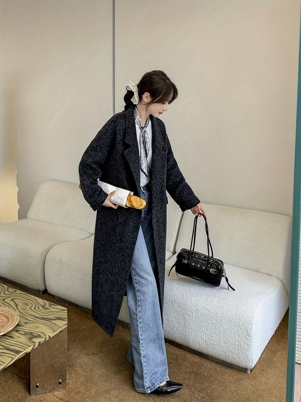 Women'S Elegant Coat - Chic Office to Party Outerwear, Structured Fit Long Jacket for Fall\u002FWinter, Non-Transparent Fabric (No Lining) - Professional & Casual Attire, Formal & Everyday Outfits - Women'S Winter Coat in \u002F