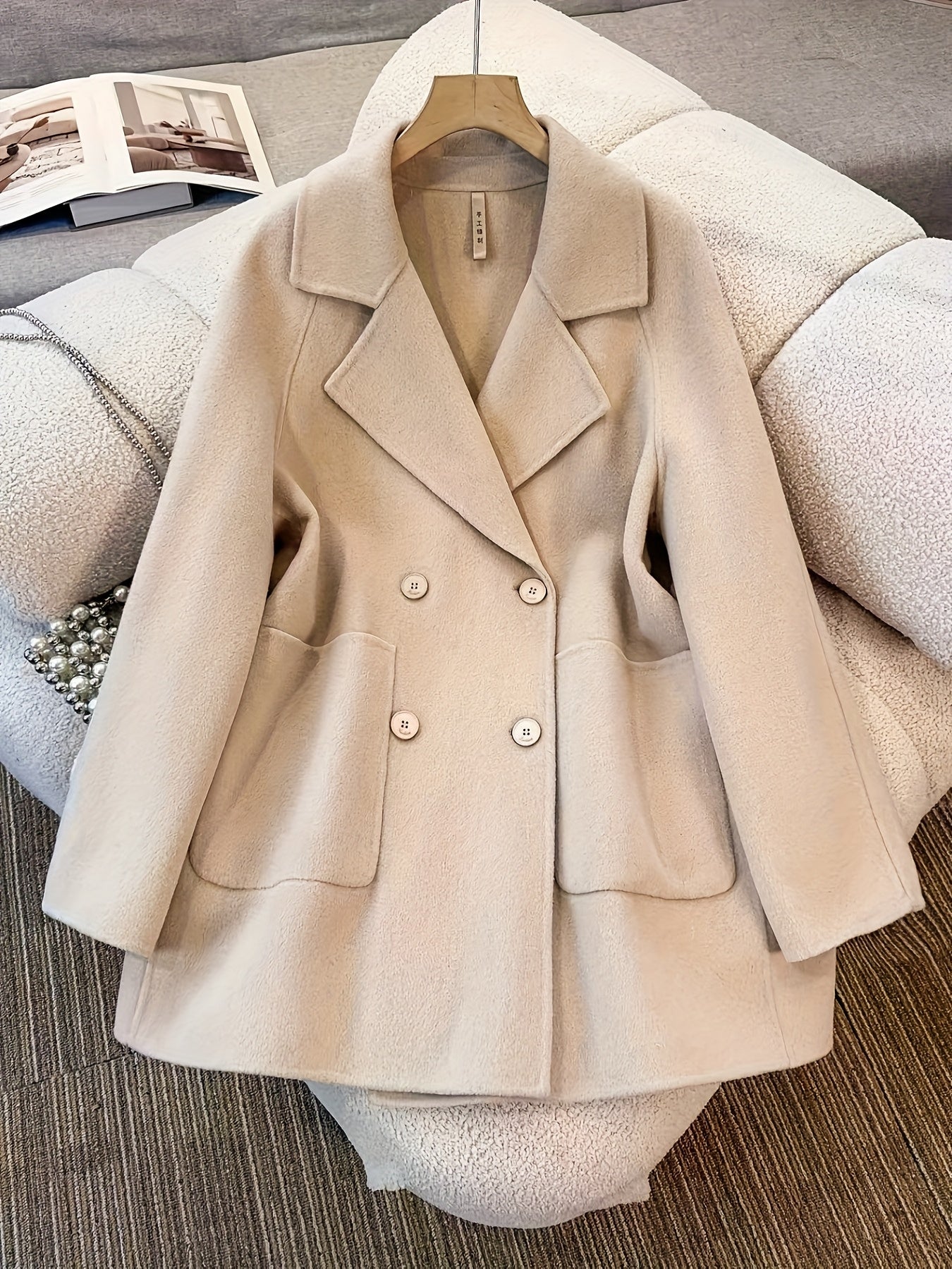 Women'S Vintage Winter Coat - Elegant Trench Coat with Button Front Closure, Structured Collar & Long Sleeves, Solid Color Long Coat for Fall\u002FWinter, Formal & Casual Outfits, Winter Coats, Seasonal Fashion, Classic Design, Durable Fabric