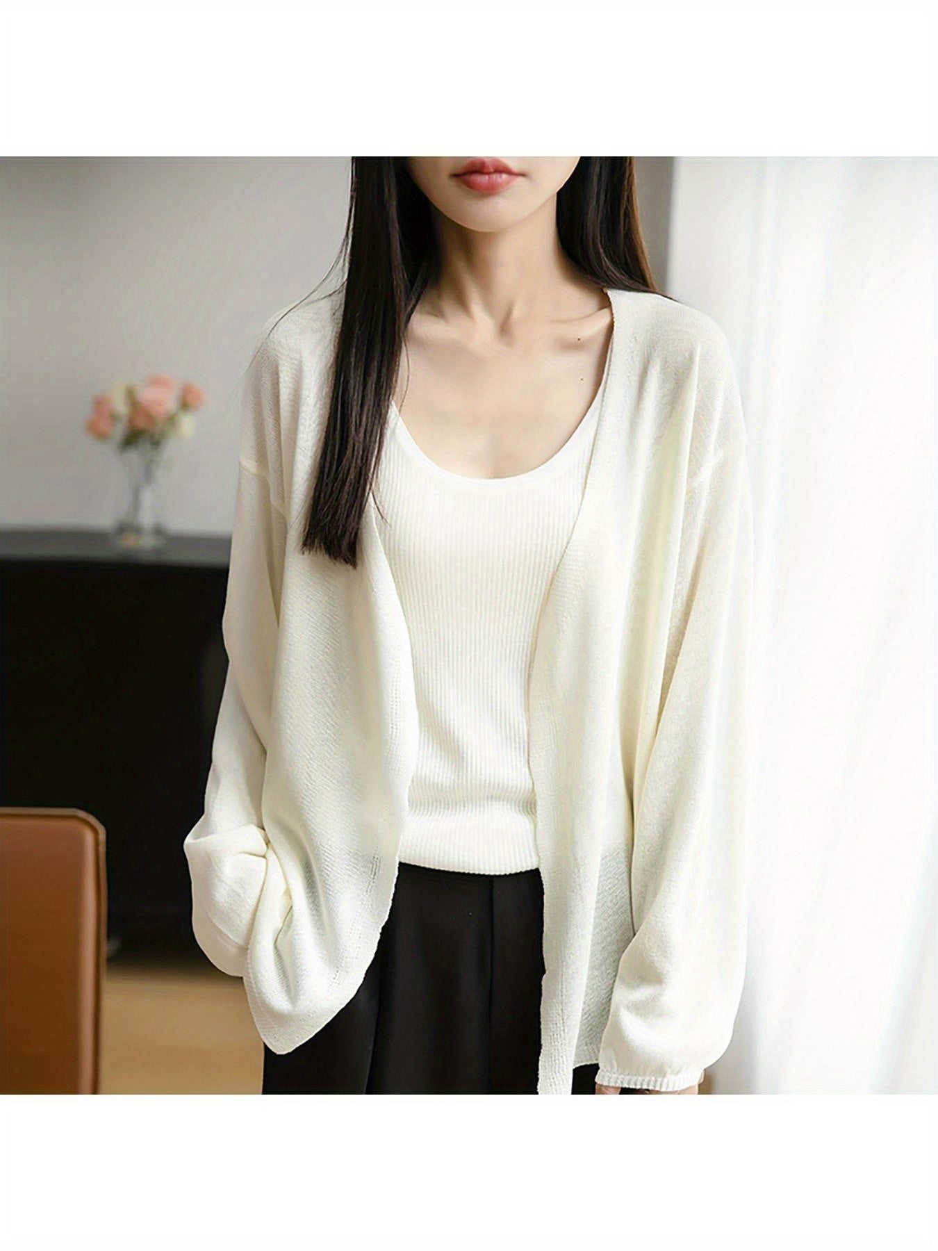 Lightweight Oversized Cardigan - Soft Grey Sweater Jacket with Collar, Long Sleeve Winter Coat for Layering, Machine Washable Loose Fit Outerwear (No Buttons\u002FLaces) - Casual to Professional Fall Winter Wear