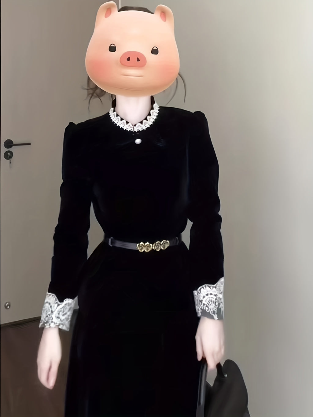 New Autumn And Winter French Temperament Suits for Women, Slim And Flesh-Covering, Slim-Fitting Lace Splicing Tops And Skirts, Two-Piece Suits