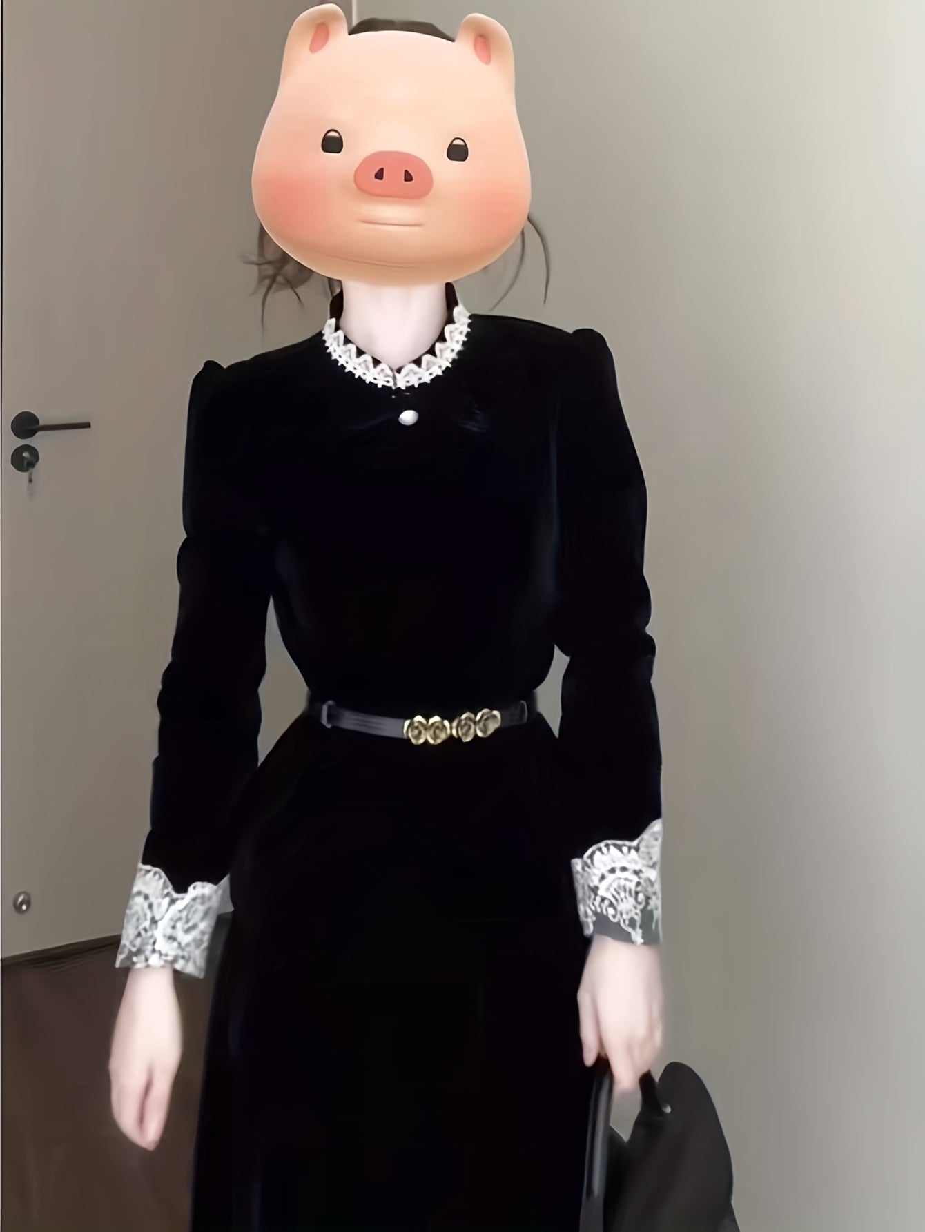 New Autumn And Winter French Temperament Suits for Women, Slim And Flesh-Covering, Slim-Fitting Lace Splicing Tops And Skirts, Two-Piece Suits