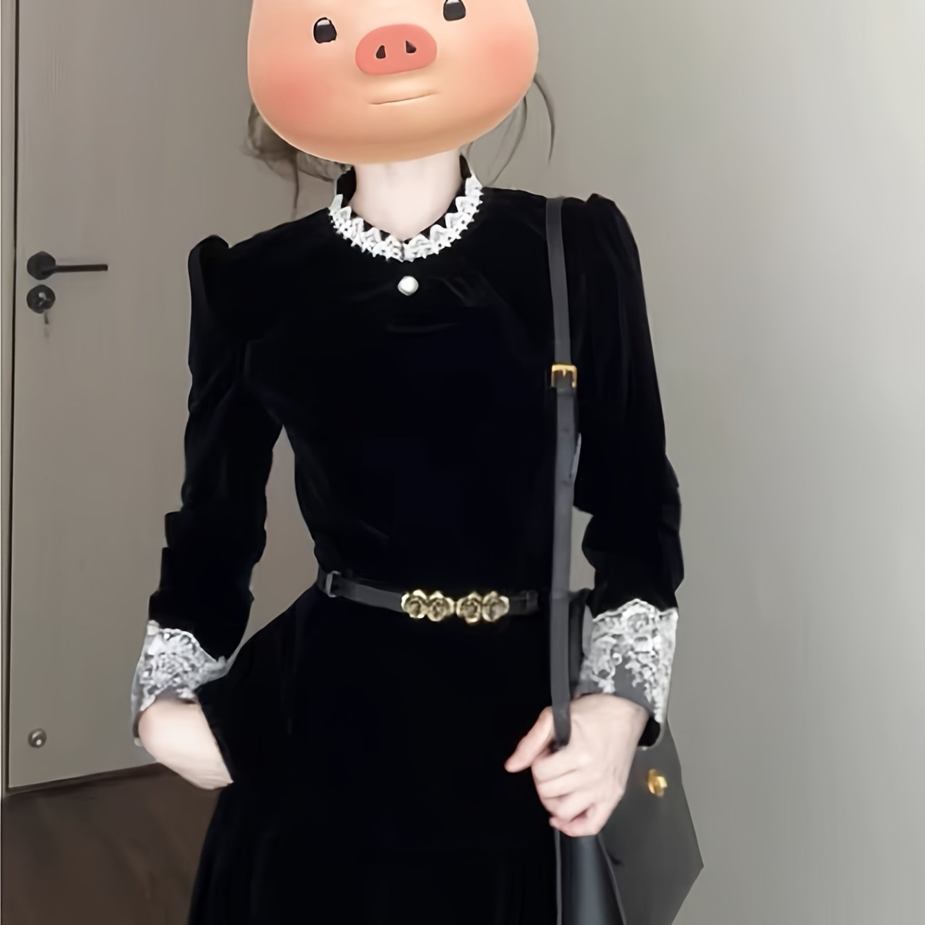 New Autumn And Winter French Temperament Suits for Women, Slim And Flesh-Covering, Slim-Fitting Lace Splicing Tops And Skirts, Two-Piece Suits