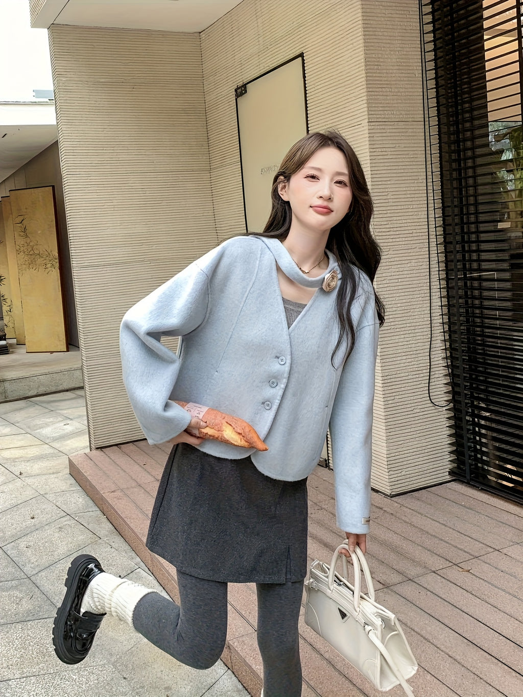 Women's Short Blazer Jacket - Cute Collar & Structured Pin, \u002FBlack\u002FNavy\u002FGrey Tailored Short Coat for Fall\u002FWinter, Casual & Professional Wear, Versatile Outerwear (Dry Clean Only)