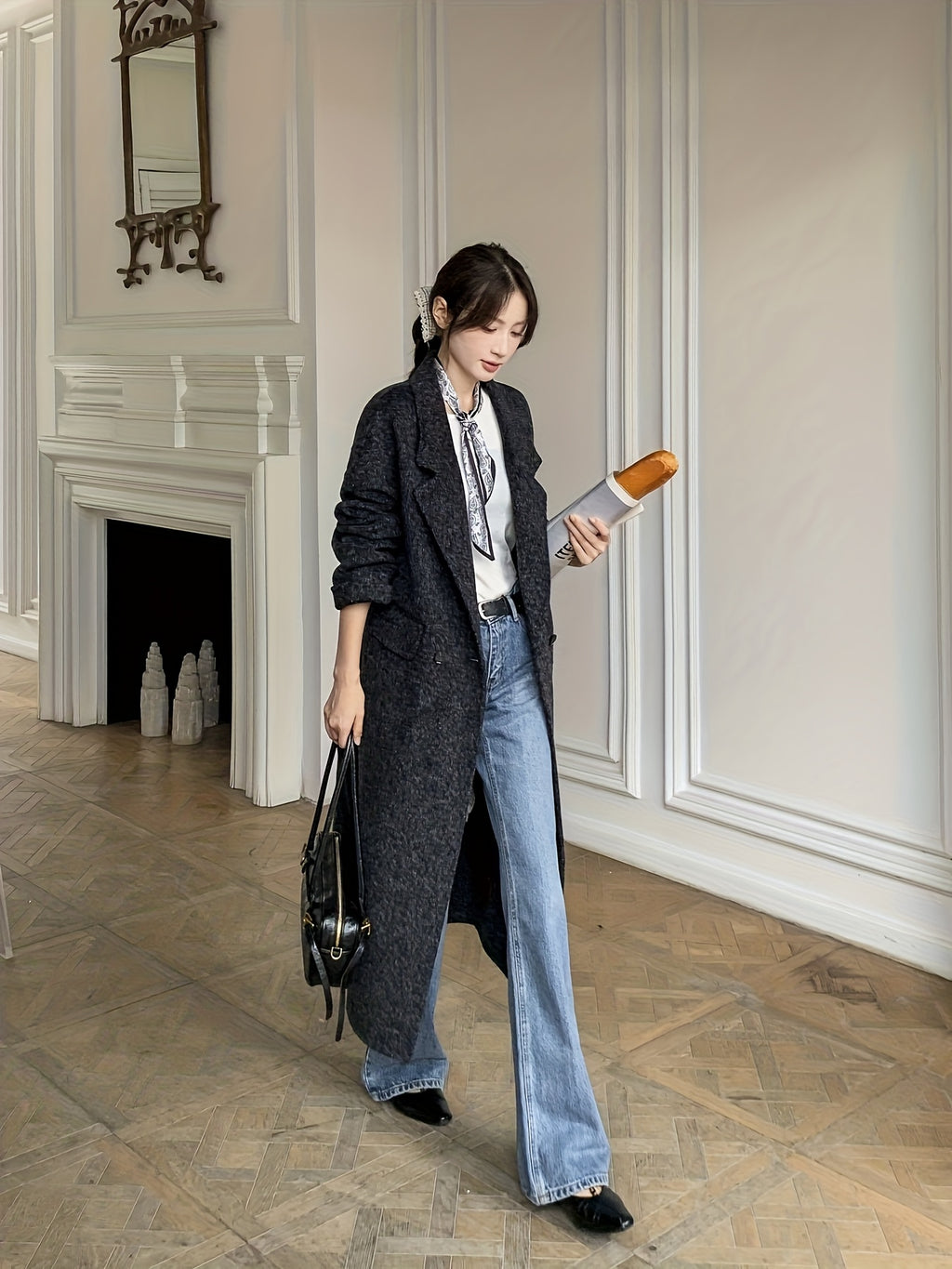 Women'S Elegant Coat - Chic Office to Party Outerwear, Structured Fit Long Jacket for Fall\u002FWinter, Non-Transparent Fabric (No Lining) - Professional & Casual Attire, Formal & Everyday Outfits - Women'S Winter Coat in \u002F