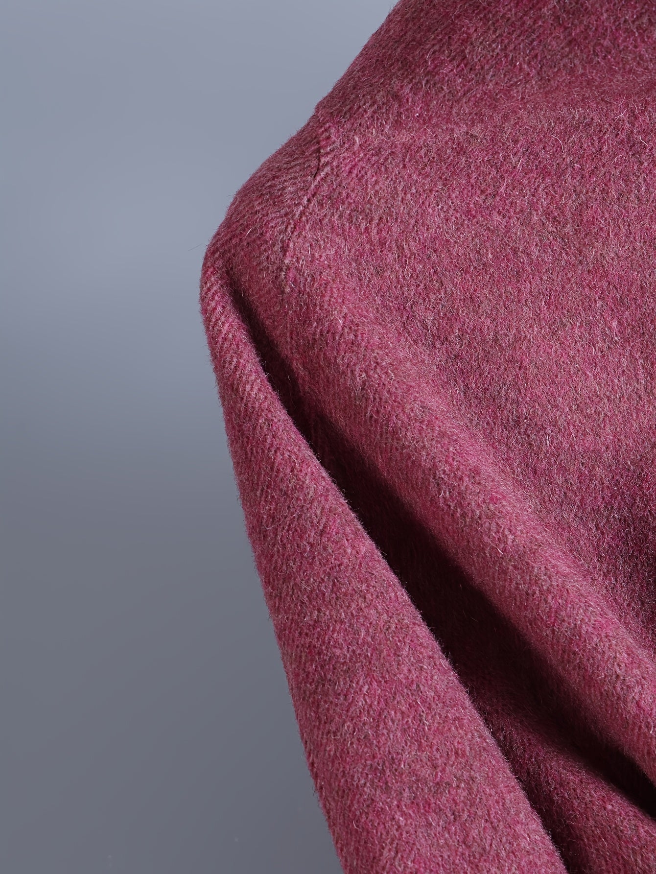 Fashionable Eye-Catching Rose Pink Luxury Wool Wrap Coat with Large Asymmetrical Collar and Tie for Women, Long Autumn\u002FWinter Outerwear for Daily Commute