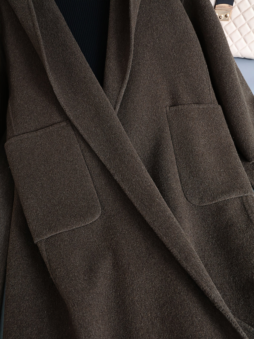 Women'S Elegant Hooded Coat - Long Formal & Everyday Outerwear, Chic Brown Winter Jacket with Front Pockets, Structured Fit for Fall\u002FWinter, Ladies Winter Coats, Fall Fashion, Sophisticated Design, Durable Fabric, Office Wear