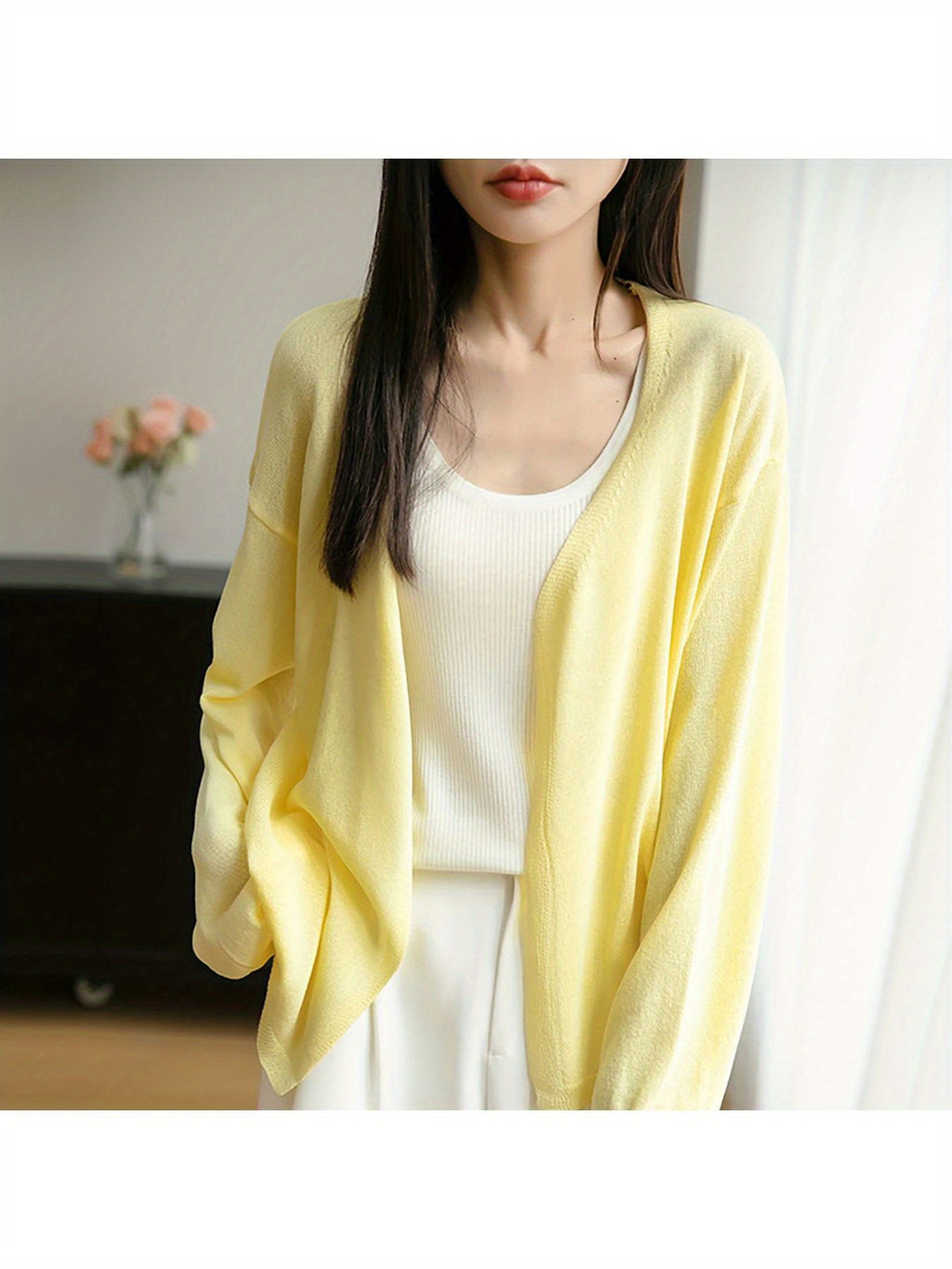 Lightweight Oversized Cardigan - Soft Grey Sweater Jacket with Collar, Long Sleeve Winter Coat for Layering, Machine Washable Loose Fit Outerwear (No Buttons\u002FLaces) - Casual to Professional Fall Winter Wear