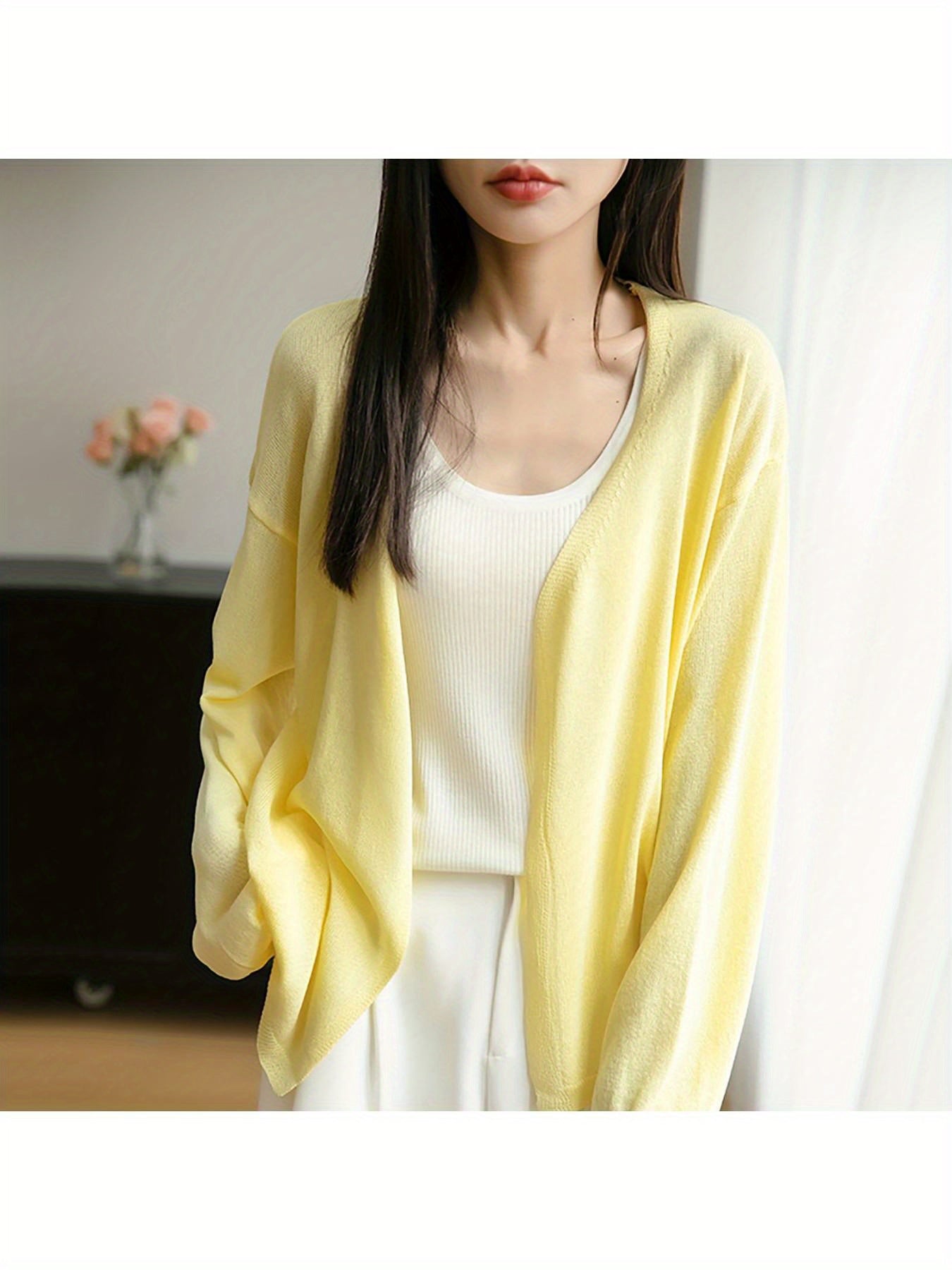 Lightweight Oversized Cardigan - Soft Grey Sweater Jacket with Collar, Long Sleeve Winter Coat for Layering, Machine Washable Loose Fit Outerwear (No Buttons\u002FLaces) - Casual to Professional Fall Winter Wear