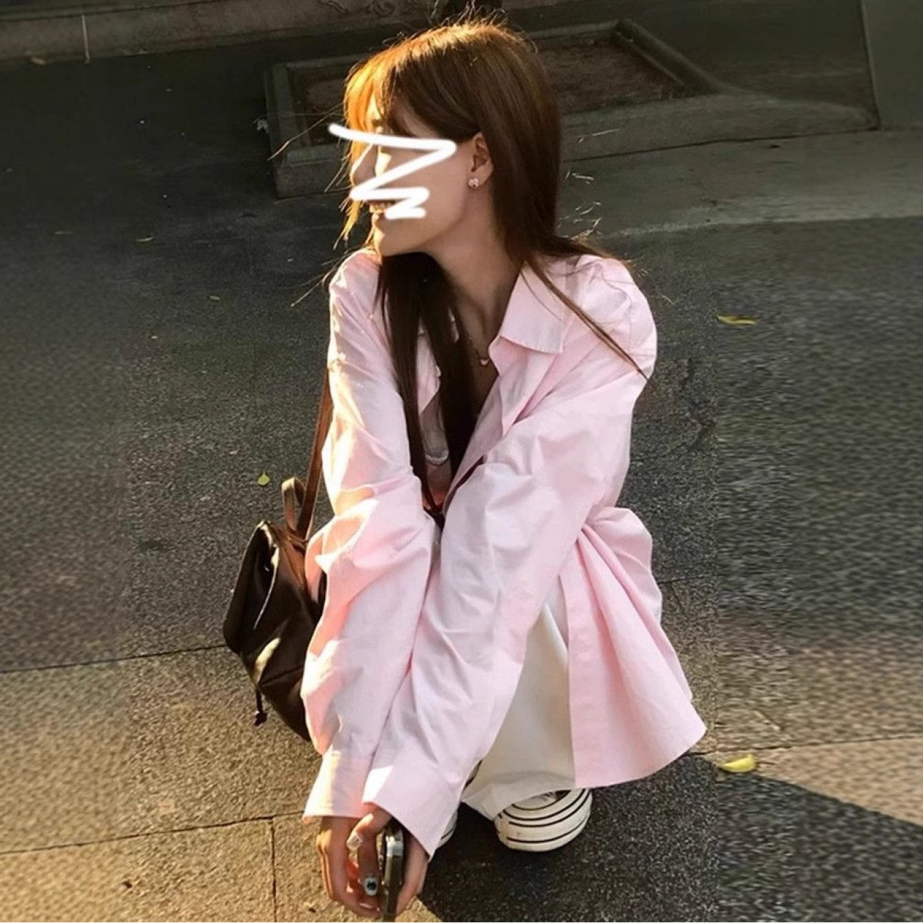 Women's Pink Collar Blouse Jacket - Loose-Fit Mid-Length Cardigan Coat, Lightweight Sunscreen Shirt for Autumn & Spring, Casual to Dressy Outerwear (Hand Wash\u002FDry Clean) - No Collarbone-Length Shortcuts