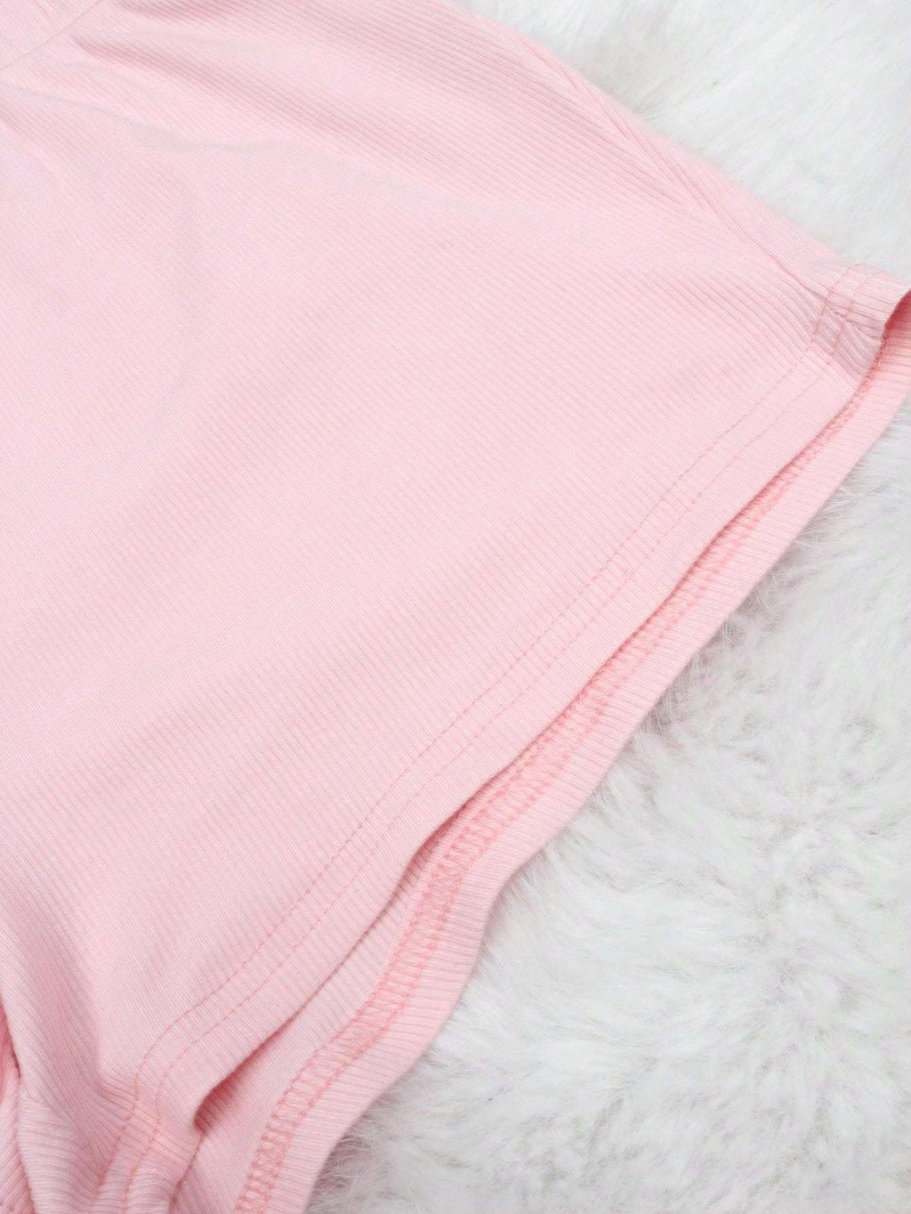 2pcs Women'S Solid Color Clothing Set - Soft Pink All-Season Long Sleeve Round Neck Top & Elastic Waist Shorts with Single-Breasted Button Closure, Relaxed Fit Pajamas for Home, Lounge, Casual Wear - Breathable & Comfortable Clothing Outfit