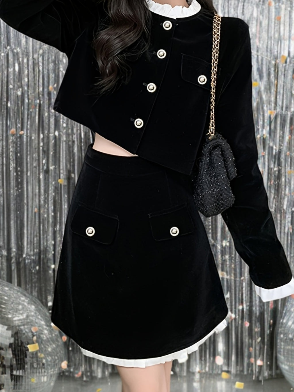 Elegant Style Suit, French Top, Hepburn Style Small Dress, Slim Fit Two-Piece Skirt, Autumn Outfit, a Complete Set