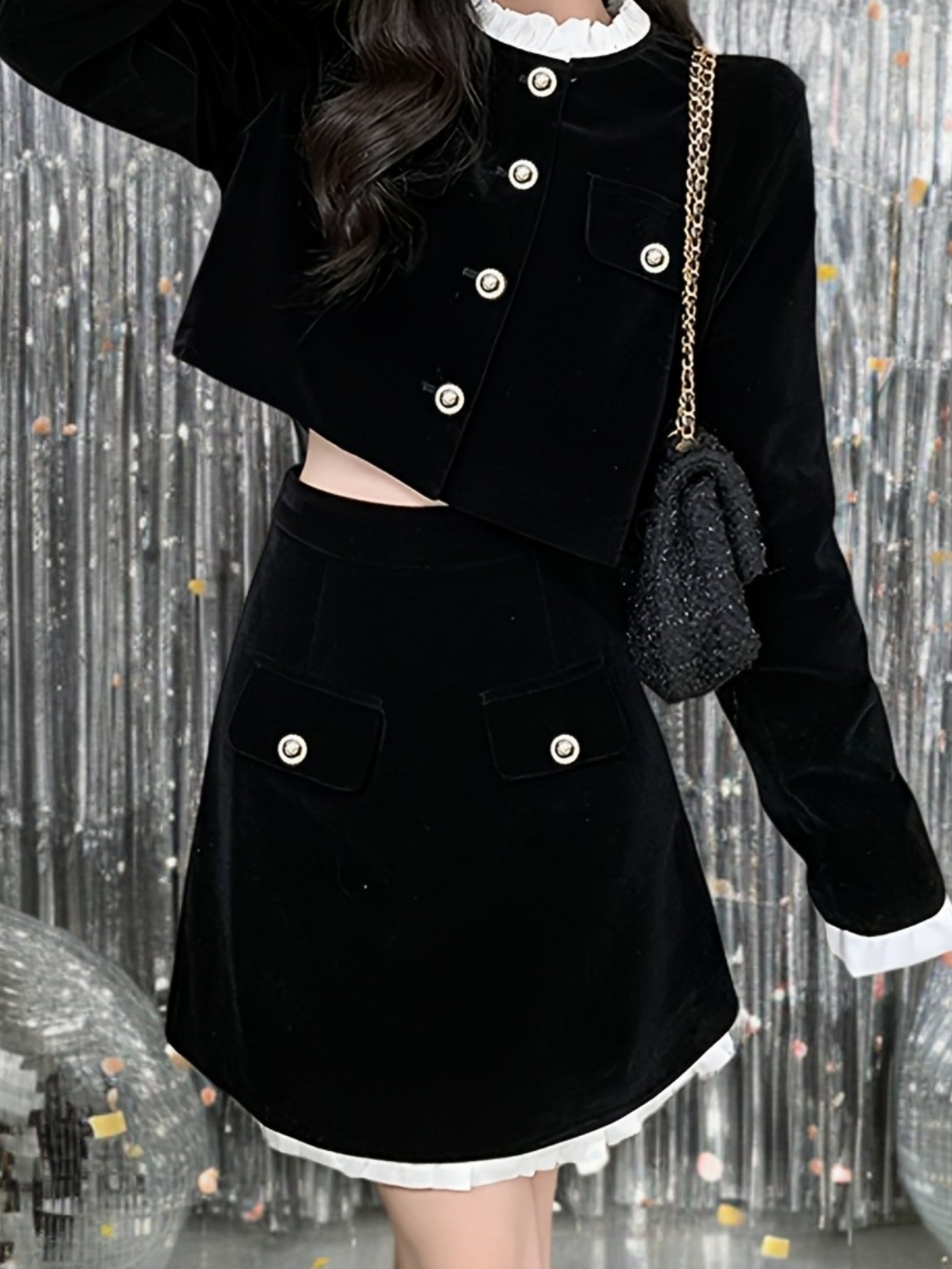 Elegant Style Suit, French Top, Hepburn Style Small Dress, Slim Fit Two-Piece Skirt, Autumn Outfit, a Complete Set