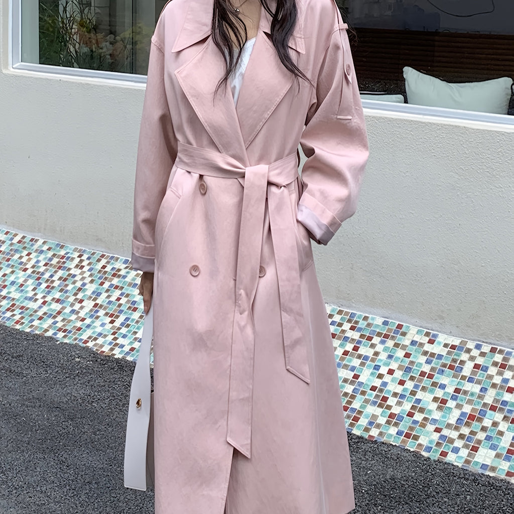 Chic Windbreaker Chic Women's Rayon Windbreaker Coat | Loose Fit, Long Sleeve, Belted, Casual & Commuter Style, Lightweight Polyester Lining, Perfect for Spring & Fall