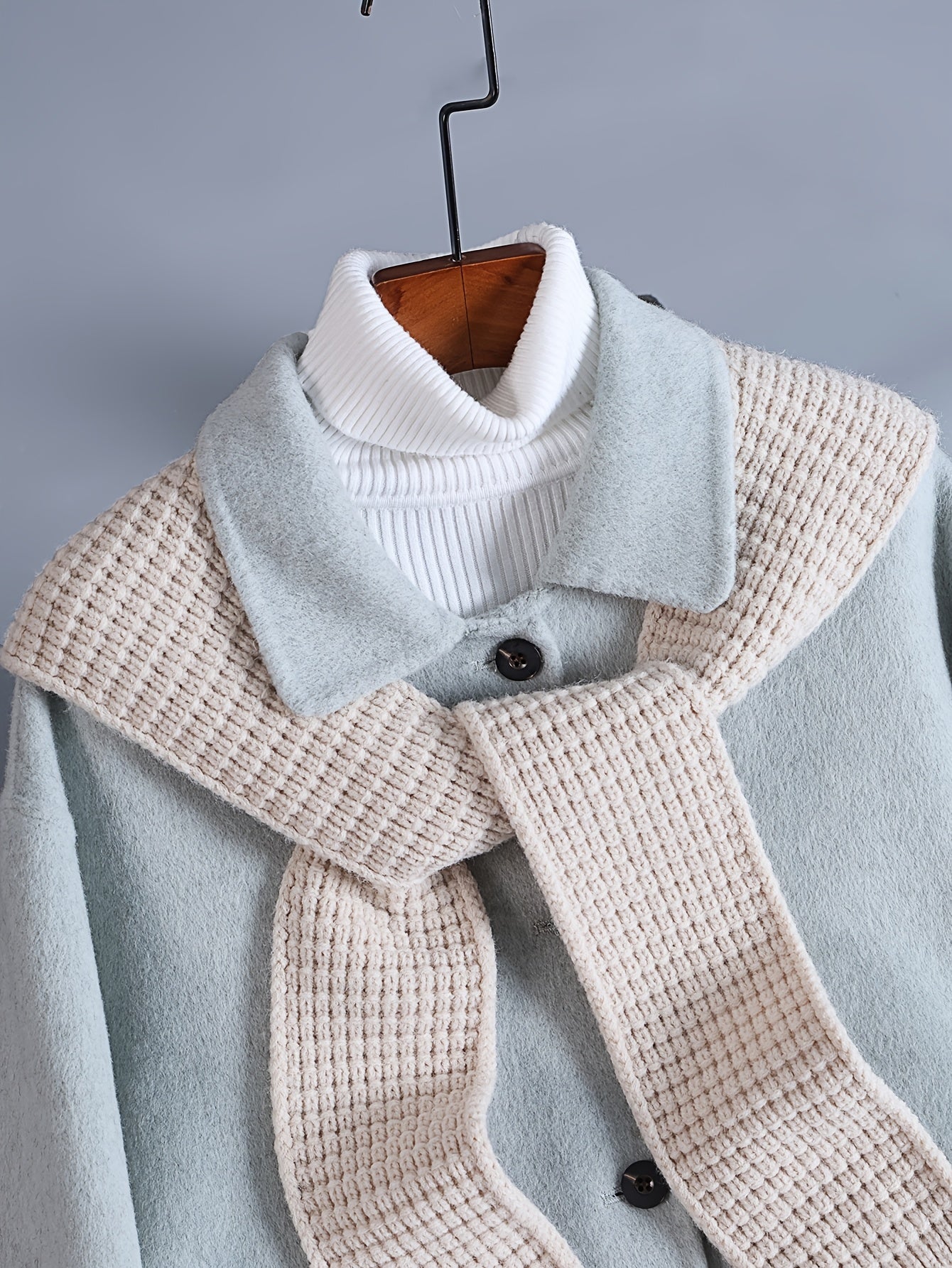 Women'S Mint Green Luxury Wool Coat - Elegant Lapel Collar Single-Breasted Winter Jacket with Pockets, Soft Warm Outerwear for Fall & Winter, Casual to Formal Events, Winter Coat, Formal Event Attire, Sophisticated Style, Durable Fabric