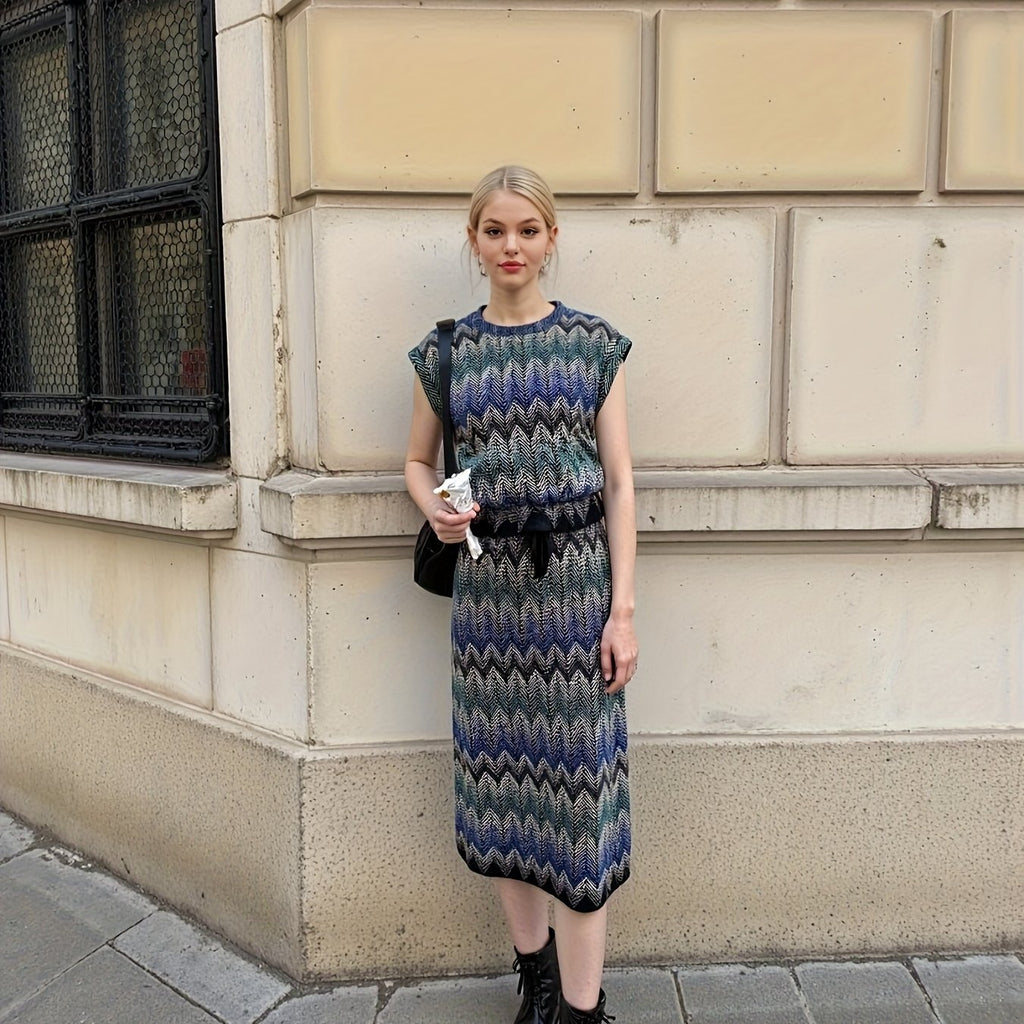 Sweet And Cool Sleeveless Top + High-waisted Long Skirt American Retro Style Two-piece Set