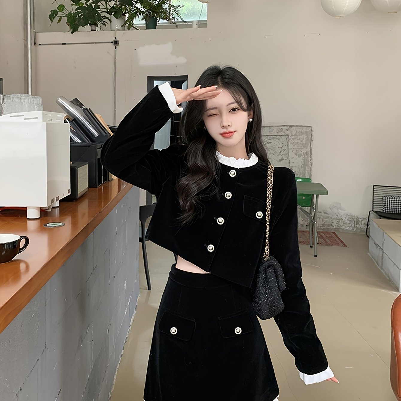 Elegant Style Suit, French Top, Hepburn Style Small Dress, Slim Fit Two-Piece Skirt, Autumn Outfit, a Complete Set