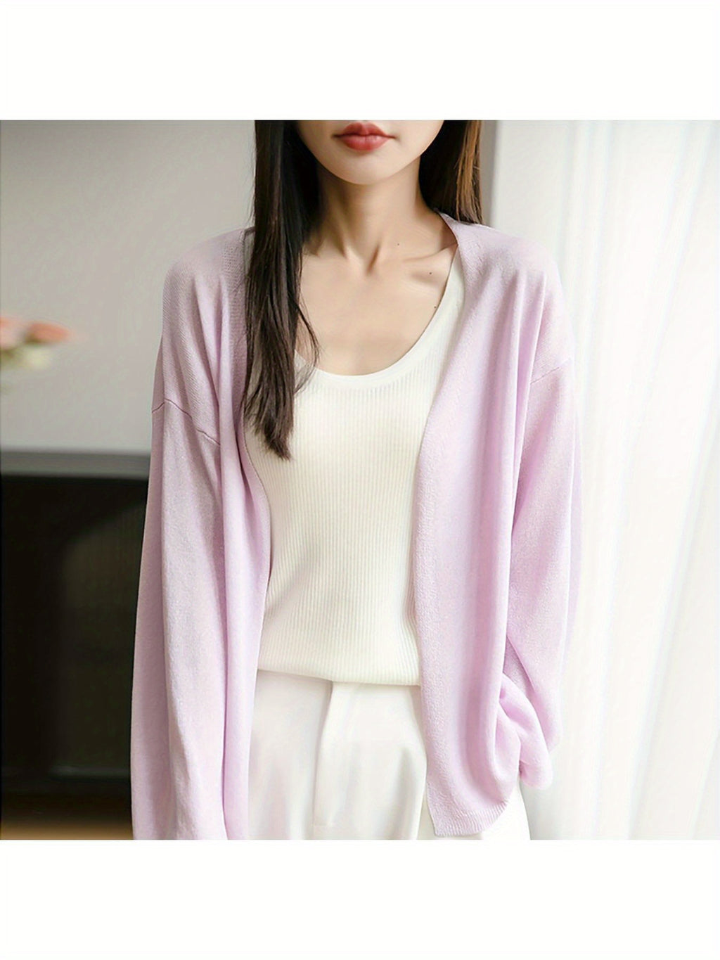Lightweight Oversized Cardigan - Soft Grey Sweater Jacket with Collar, Long Sleeve Winter Coat for Layering, Machine Washable Loose Fit Outerwear (No Buttons\u002FLaces) - Casual to Professional Fall Winter Wear