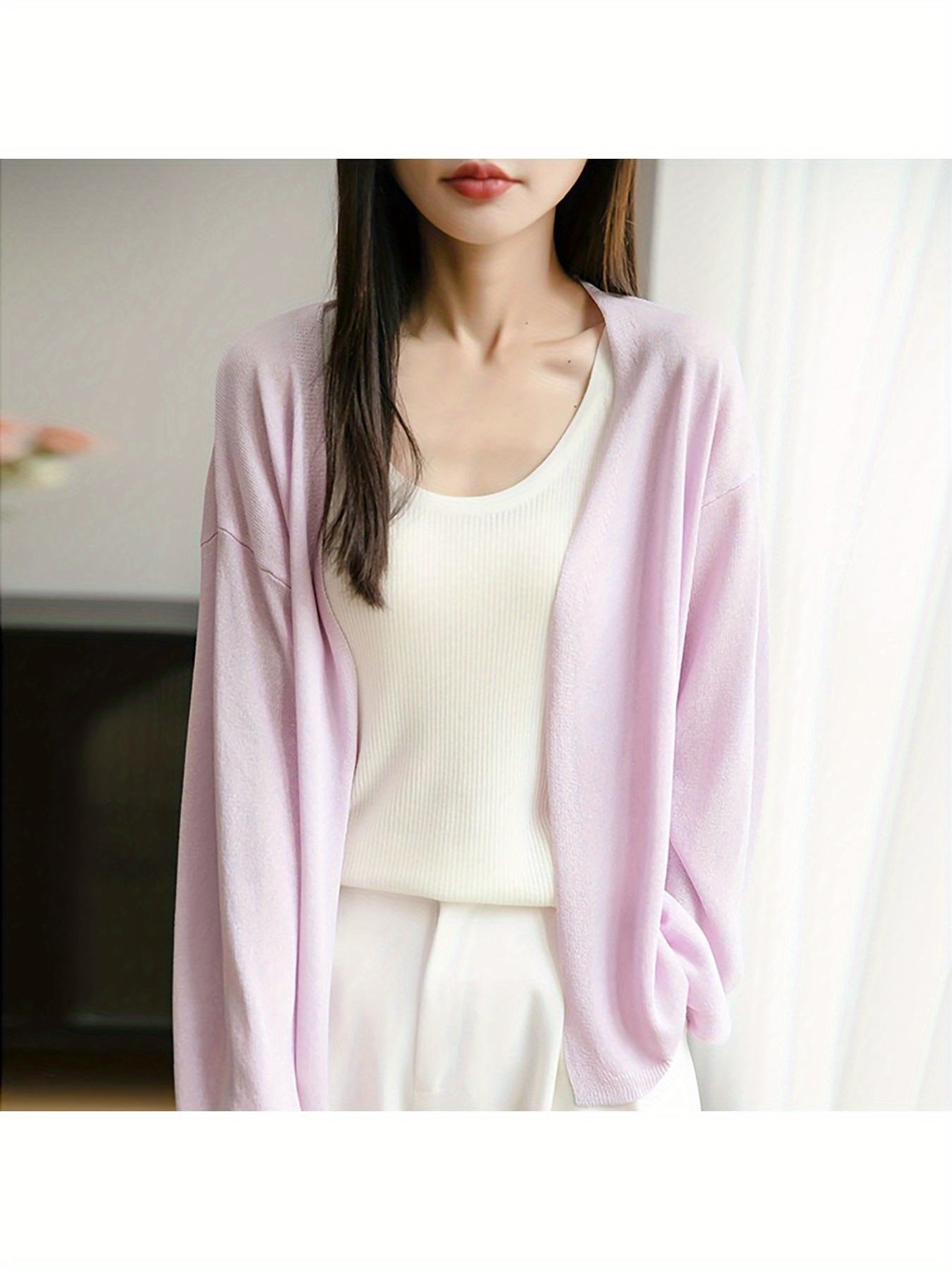 Lightweight Oversized Cardigan - Soft Grey Sweater Jacket with Collar, Long Sleeve Winter Coat for Layering, Machine Washable Loose Fit Outerwear (No Buttons\u002FLaces) - Casual to Professional Fall Winter Wear