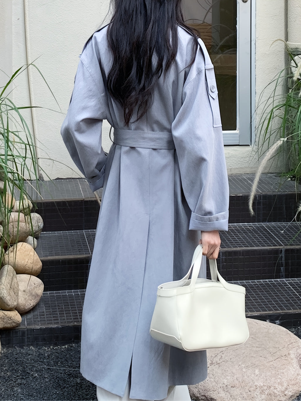 Chic Windbreaker Chic Women's Rayon Windbreaker Coat | Loose Fit, Long Sleeve, Belted, Casual & Commuter Style, Lightweight Polyester Lining, Perfect for Spring & Fall