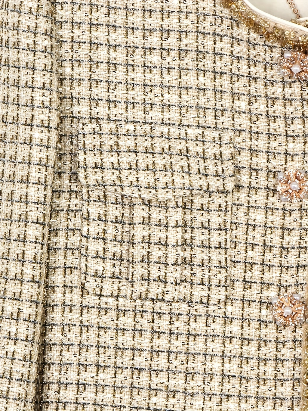 Two-Piece Set of Dazzling Evening Wear, Featuring a Delicate And Heavy-Duty Beaded Golden Tweed Skirt And a Midi Dress Set 2902.