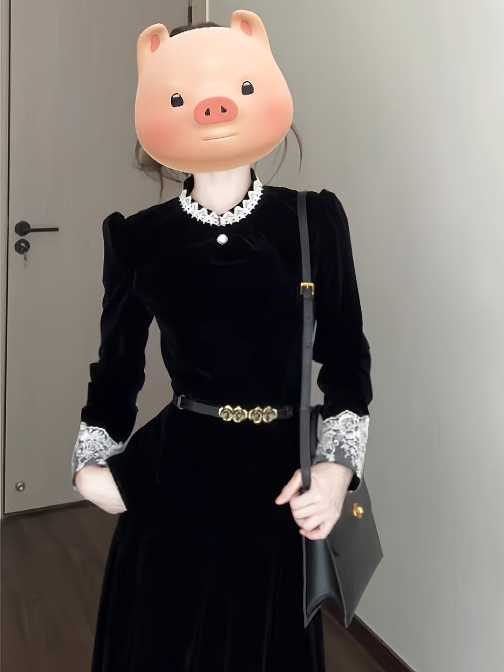 New Autumn And Winter French Temperament Suits for Women, Slim And Flesh-Covering, Slim-Fitting Lace Splicing Tops And Skirts, Two-Piece Suits