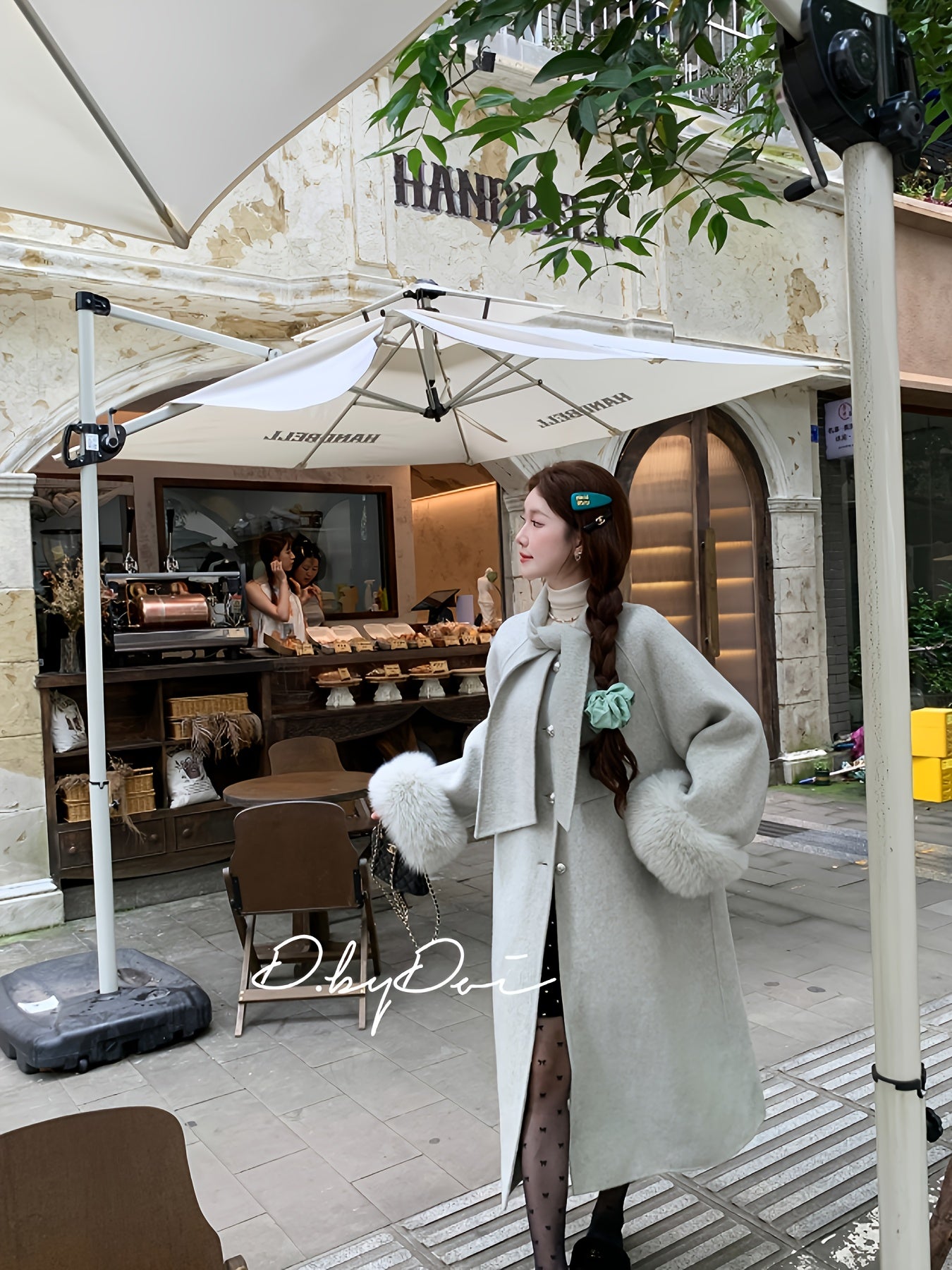 Women's Elegant Tweed Coat with Collar & Cuff - Winter-Ready Mid-Length Jacket, Structured Houndstooth-Like Pattern (No Chest Padding), Hand Wash\u002FDry Clean - Grey\u002FBrown British-Inspired Outerwear for & Formal Events