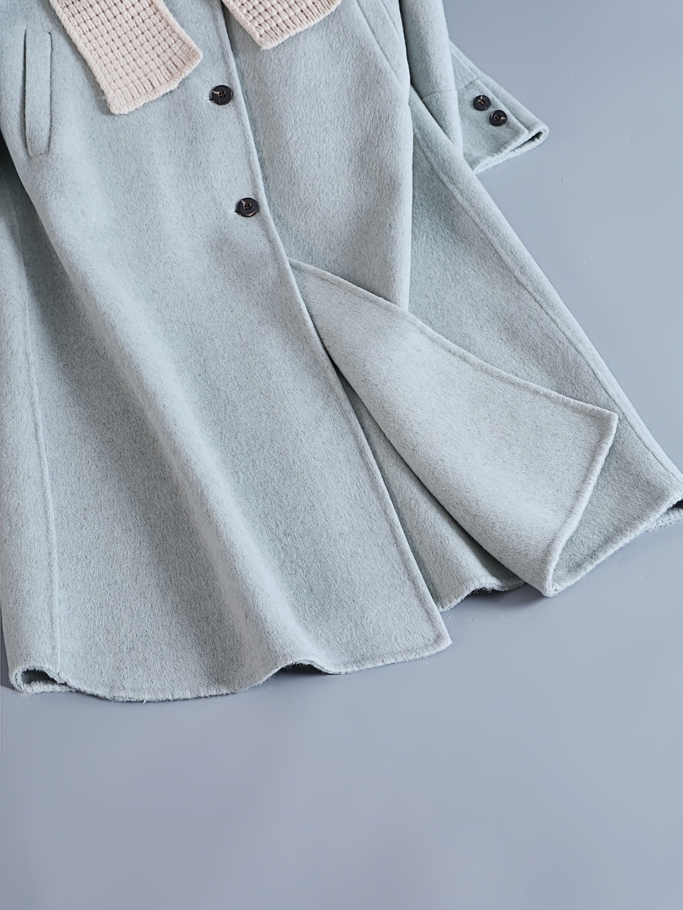 Women'S Mint Green Luxury Wool Coat - Elegant Lapel Collar Single-Breasted Winter Jacket with Pockets, Soft Warm Outerwear for Fall & Winter, Casual to Formal Events, Winter Coat, Formal Event Attire, Sophisticated Style, Durable Fabric