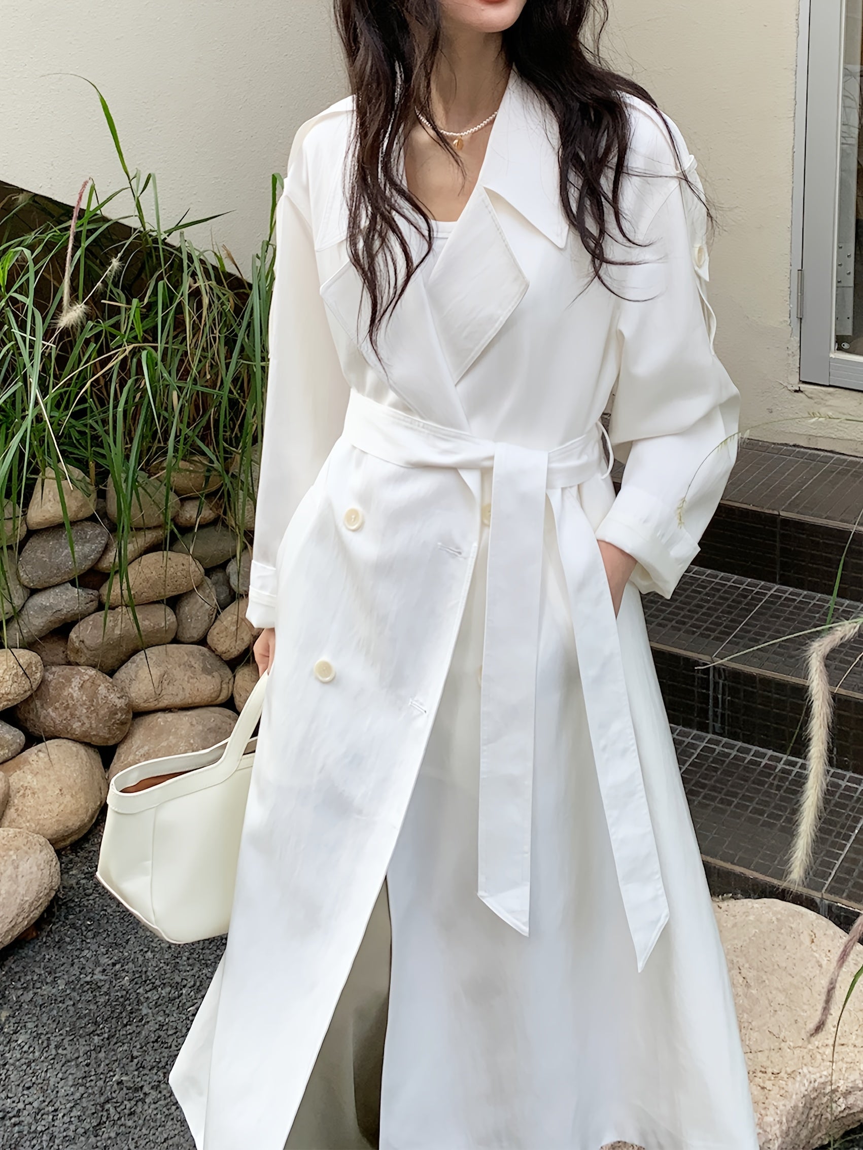 Chic Windbreaker Chic Women's Rayon Windbreaker Coat | Loose Fit, Long Sleeve, Belted, Casual & Commuter Style, Lightweight Polyester Lining, Perfect for Spring & Fall