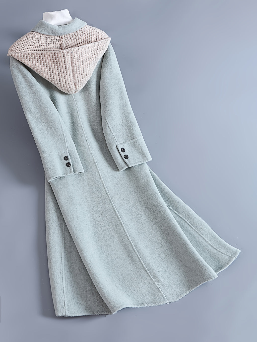 Women'S Mint Green Luxury Wool Coat - Elegant Lapel Collar Single-Breasted Winter Jacket with Pockets, Soft Warm Outerwear for Fall & Winter, Casual to Formal Events, Winter Coat, Formal Event Attire, Sophisticated Style, Durable Fabric