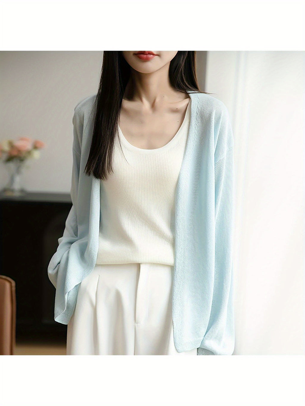 Lightweight Oversized Cardigan - Soft Grey Sweater Jacket with Collar, Long Sleeve Winter Coat for Layering, Machine Washable Loose Fit Outerwear (No Buttons\u002FLaces) - Casual to Professional Fall Winter Wear